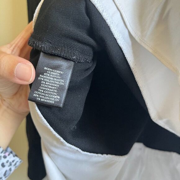 Ann Taylor Black White Layered Mixed Media Top Womens Size M - Picture 3 of 5